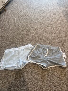 Old Navy Light Blue and Heather Gray Girls Athletic Shorts Duo